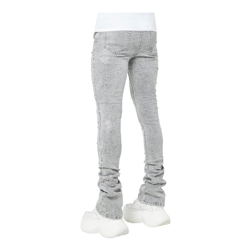 Guapi Mens Checkerboard Denim Jeans 580 Aqua Blue- Premium Lounge NY