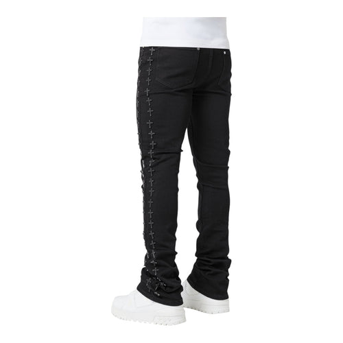Guapi Mens Spikes Denim Jeans 494 Obsidian Black– Premium Lounge NY