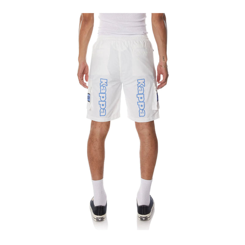 Kappa Mens Logo Tape Esso Shorts 371F1GW-A03 Bright White-Blue Ultramarine-Black Smoke