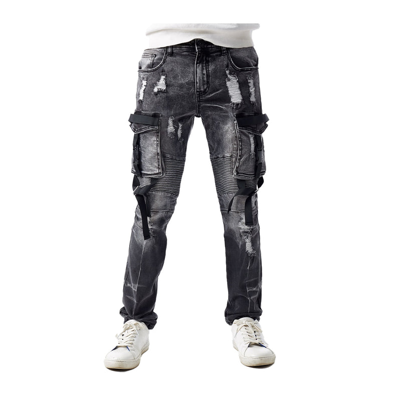 Kindred Mens Premium Denim Skinny Fit Jeans KD2021 Black