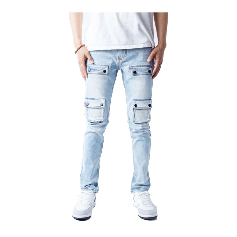 Kindred Mens Premium Denim Skinny Fit Jeans KD2034 C Blue