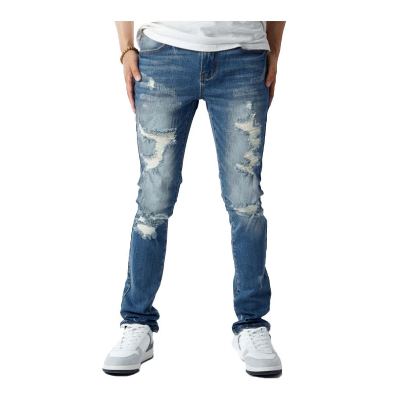 Kindred Mens Premium Denim Skinny Fit Jeans KD2037 Md Indigo