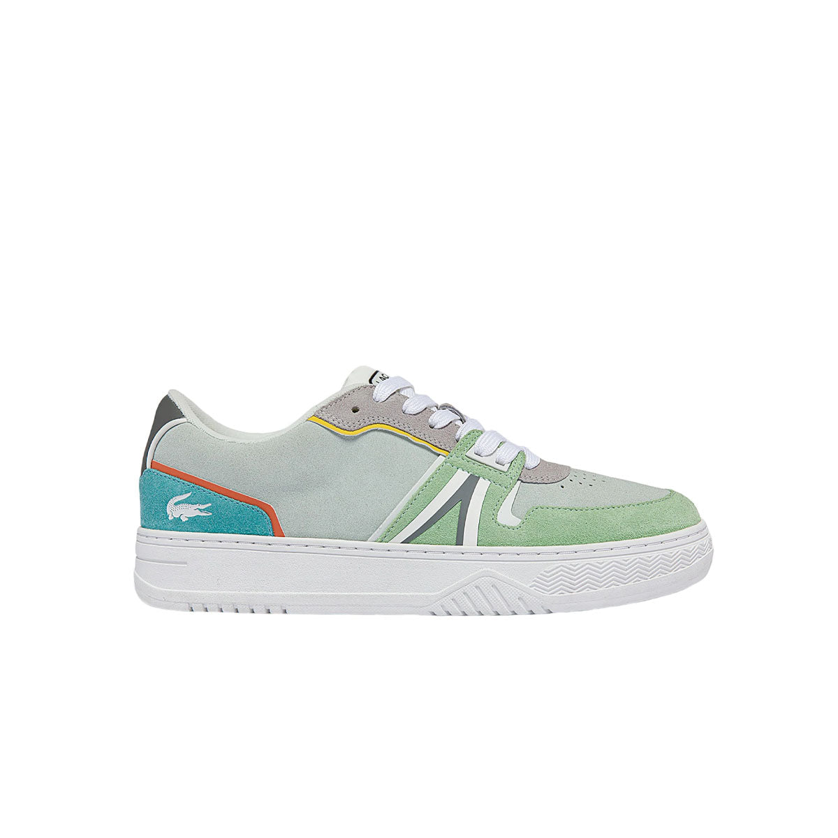 Lacoste Mens L001 Leather and Suede Color-Pop Sneakers 43SMA0078-2F8 TRQS/Green | Premium Lounge NY
