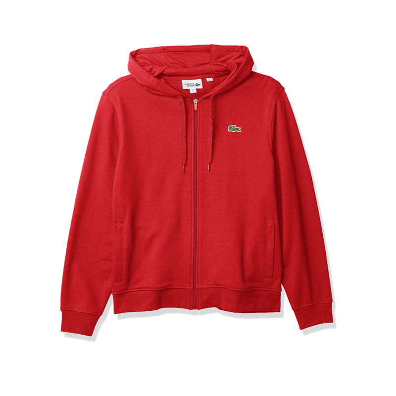 Lacoste Mens Full Zip Hoodie Fleece Sweatshirt SH1551-51-E52 Red/Red