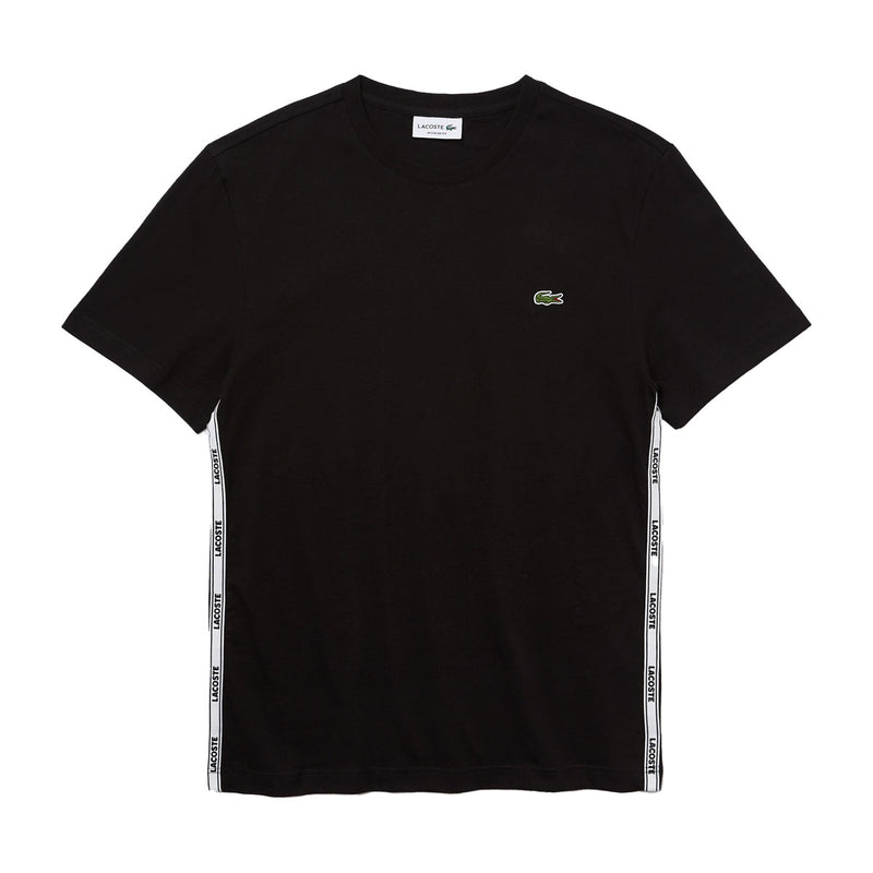 Lacoste Mens Branded Bands Crew Neck T-Shirt TH1207-031 Black