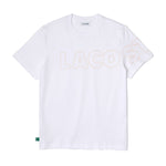 Lacoste Mens Heritage Branded Flecked Cotton Crew Neck T-Shirt TH1741-001 White