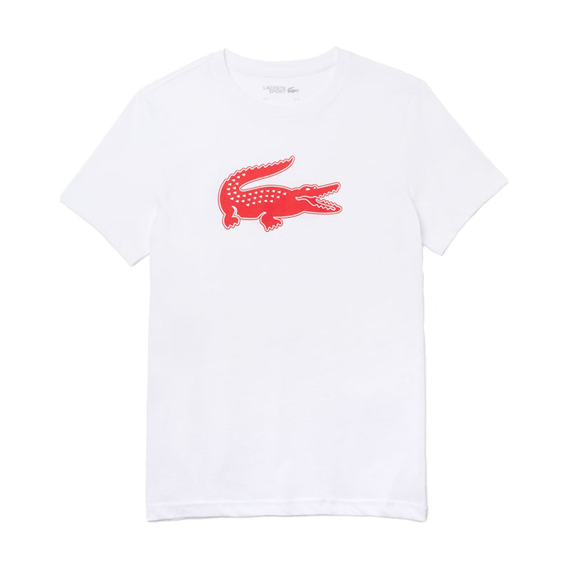 Lacoste Mens Crocodile T-Shirt TH2042-B6C White/Fireman