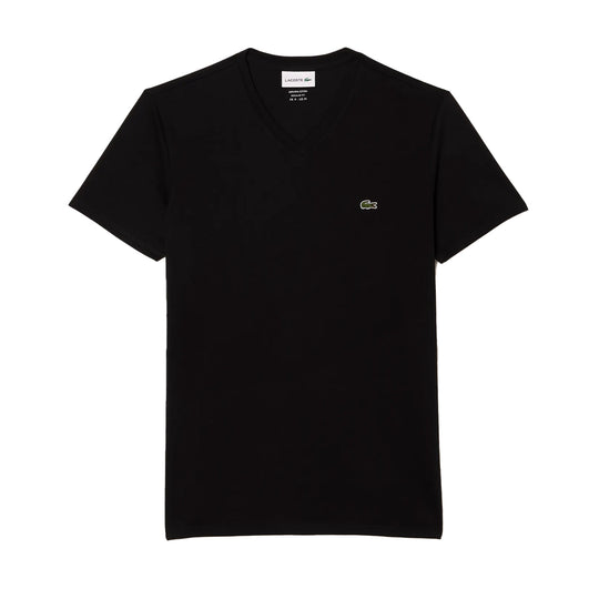 Lacoste Mens Pima Cotton V-Neck T-Shirt TH6710-031 Black
