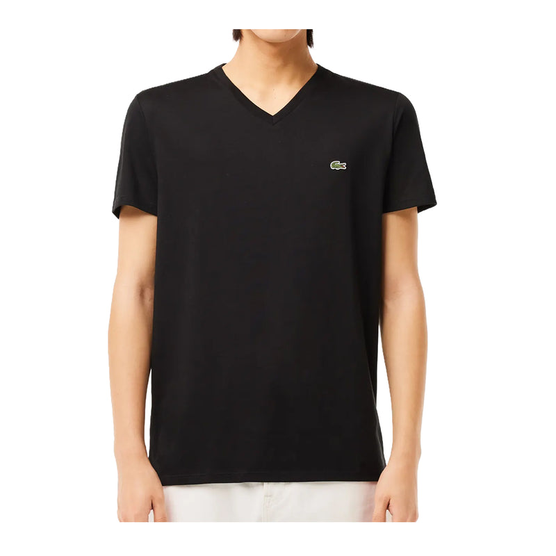 Lacoste Mens Pima Cotton V-Neck T-Shirt TH6710-031 Black