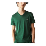 Lacoste Mens Short Sleeve V-Neck Pima Jersey T-Shirt TH6710-132 Appalachan Green