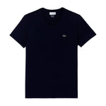 Lacoste Mens Pima Cotton V-Neck T-Shirt TH6710-166 Navy Blue