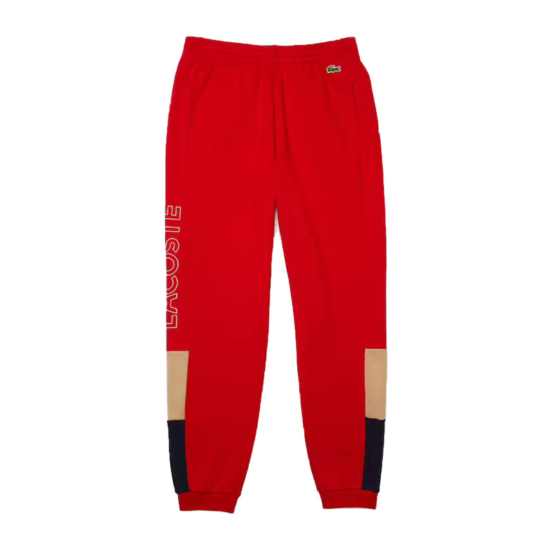 Lacoste Mens Colorblock Fleece Joggers XH7064-1FU Red/Viennese-Na