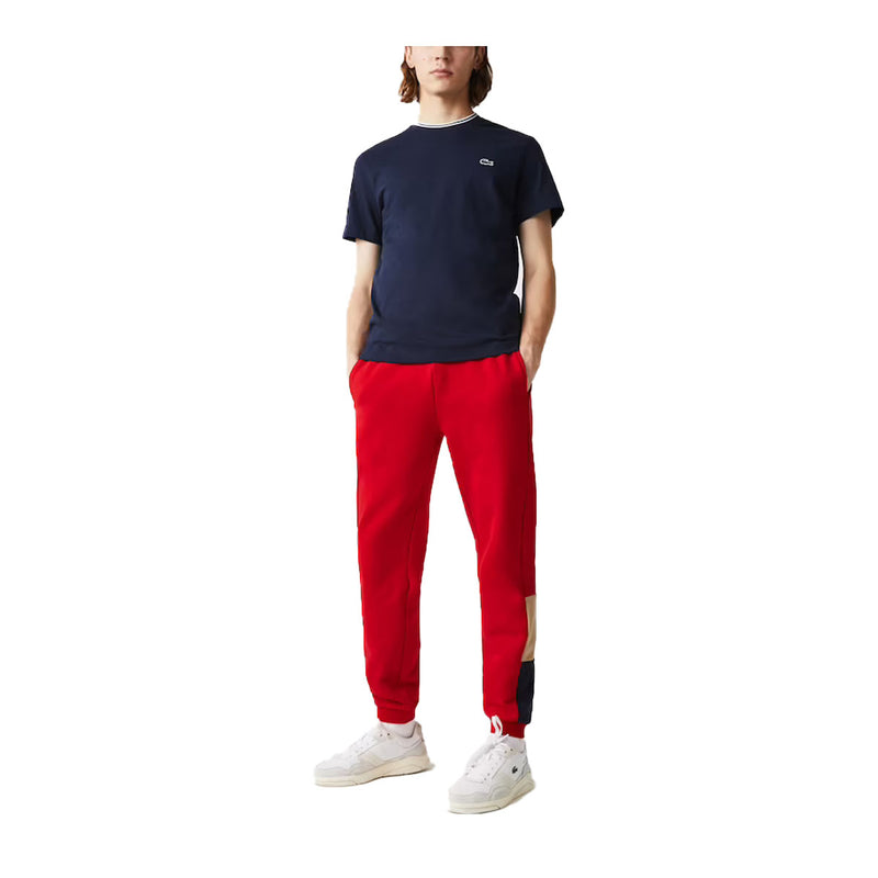 Lacoste Mens Colorblock Fleece Joggers XH7064-1FU Red/Viennese-Na