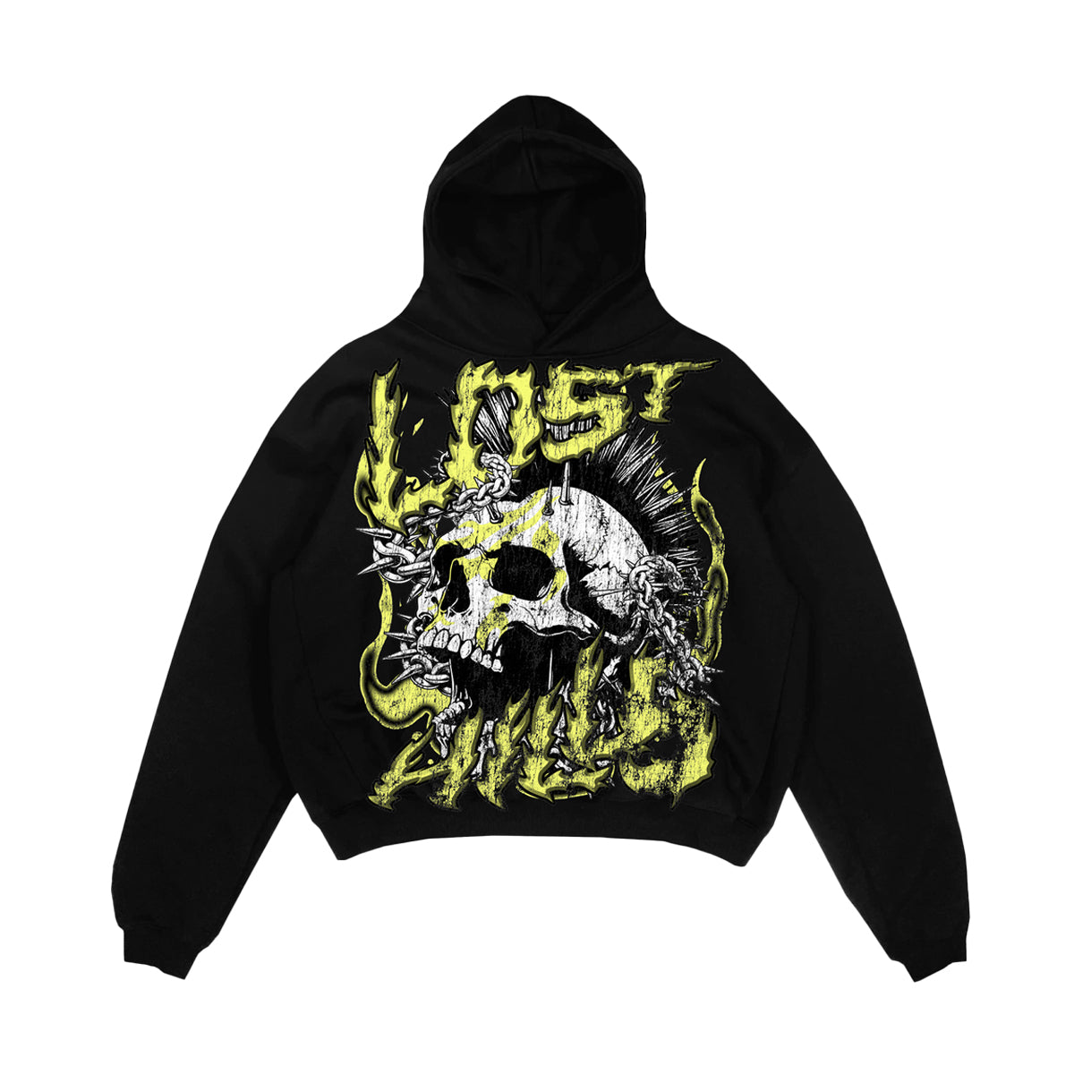 Lost Hills Mens Oversized Hoodie LH4004 Black/Yellow Premium