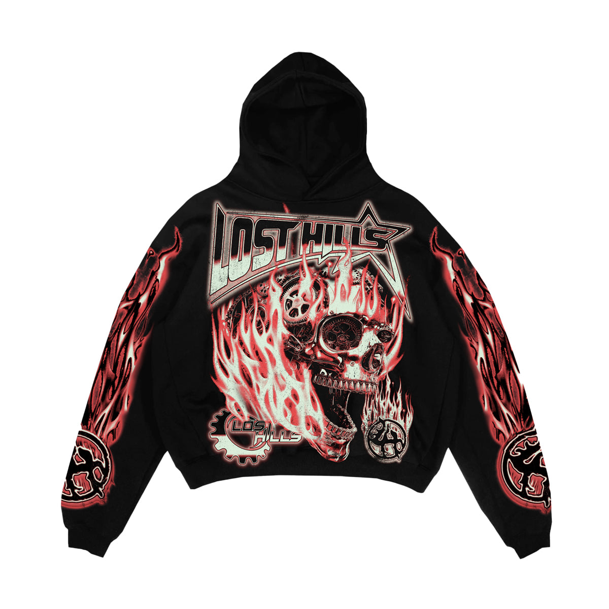 Lost Hills Mens Oversized Hoodie LH4008 Black/Red | Premium
