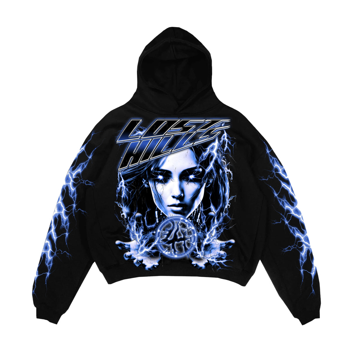 Lost Hills Mens Oversized Hoodie LH4009 Black/Blue– Premium Lounge NY