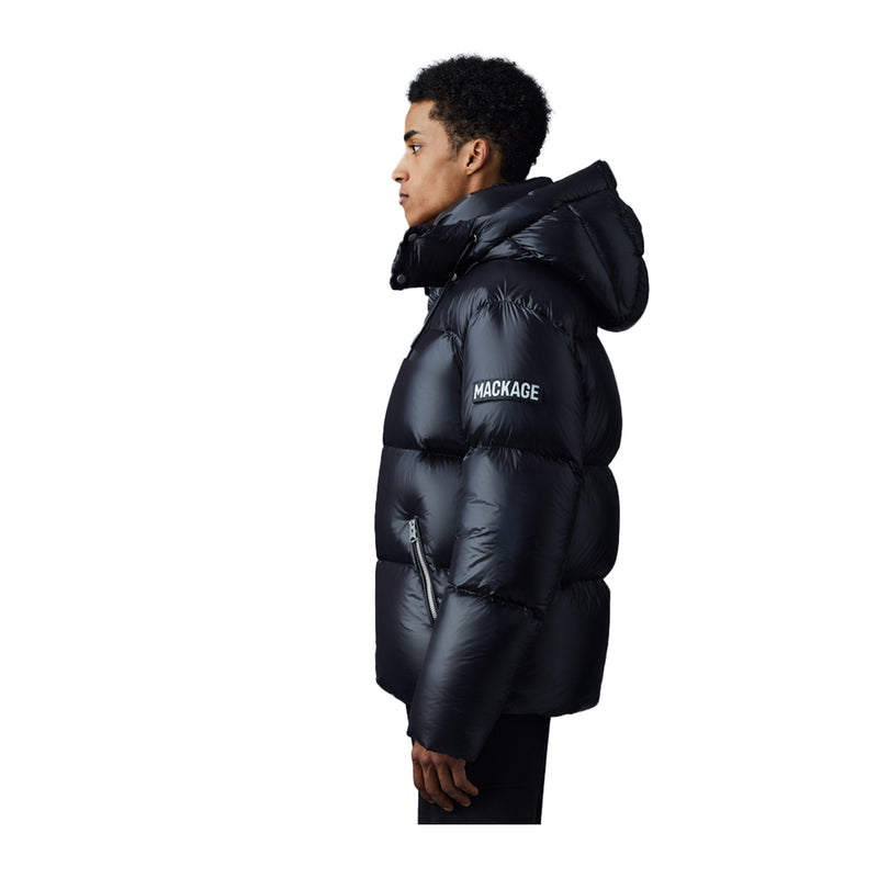 Mackage Mens Kent Hooded Lustrous Light Down Jacket P001306-0001 Black