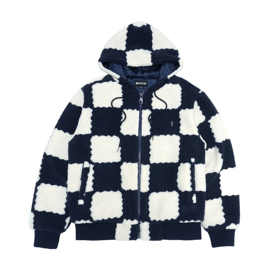 Makobi Mens Agatino Sherpa Hoodie M5523-NVY Navy/White