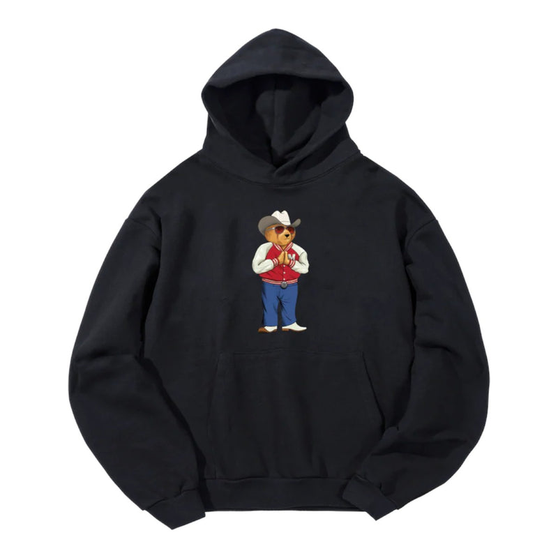 Market Studios Mens Hee-Haw Bear Hoodie MKT25FW-HD0253-JBLK Jet Black