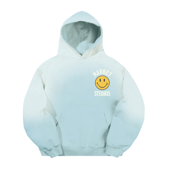 Market Studios Mens Smiley Upside Down Lockup Hoodie MKT25FW-HD0386-RTBL Retro Blue