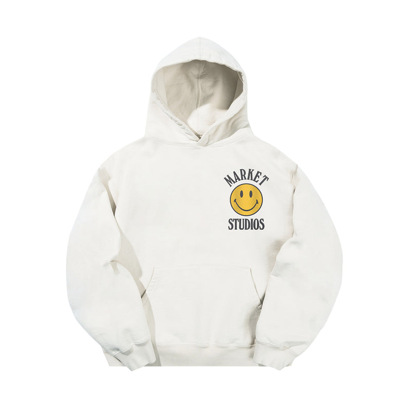 Market Studios Mens Smiley Upside Down Lockup Hoodie MKT25FW-HD0386-UBCT Unbleached Cotton