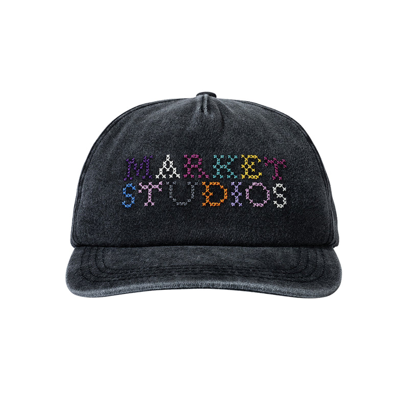 Market Studios Unisex Needlepoint 5 Strapback Hat MKT25FW-HT0062-PRBK Pirate Black