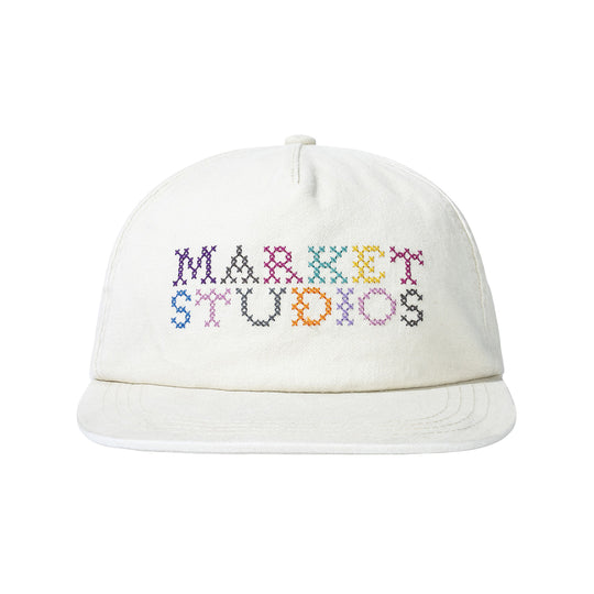 Market Studios Unisex Needlepoint 5 Strapback Hat MKT25FW-HT0062-UBCT Unbleached Cotton