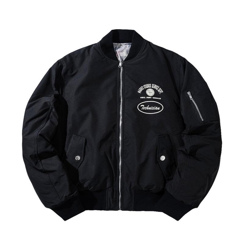Market Studios Mens Handyman Reversible Bomber Jacket MKT25FW-JK0280-PRBKWCAMO Pirate Black/Wood Camo
