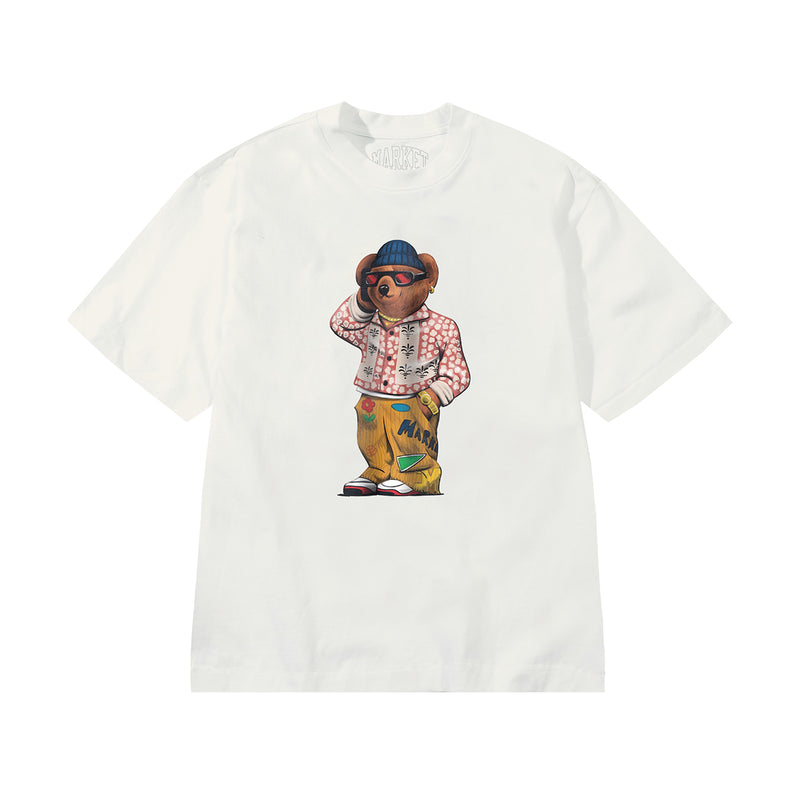 Market Studios Mens Folk Fitted Bear Crew Neck T-Shirt MKT25FW-SS0196-UBCT Unbleached Cotton