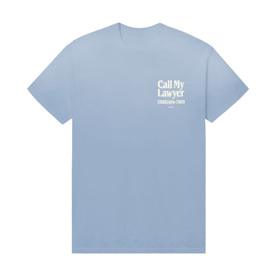 Market Studios Mens Call My lawyer 3-D Crew Neck T-Shirt MKT25Q2-SS0057 Ice-Blue
