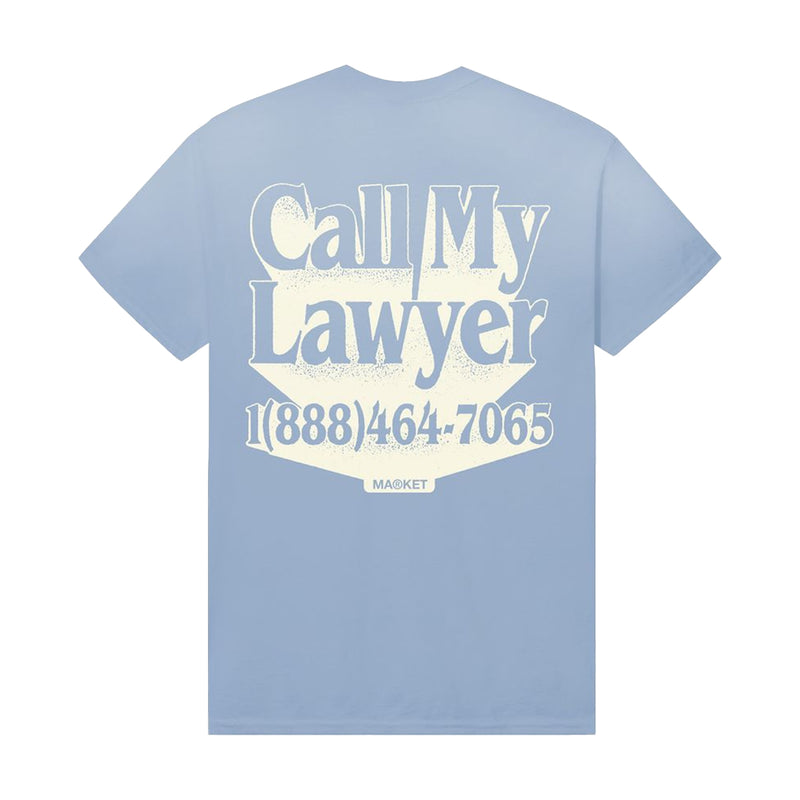 Market Studios Mens Call My lawyer 3-D Crew Neck T-Shirt MKT25Q2-SS0057 Ice-Blue
