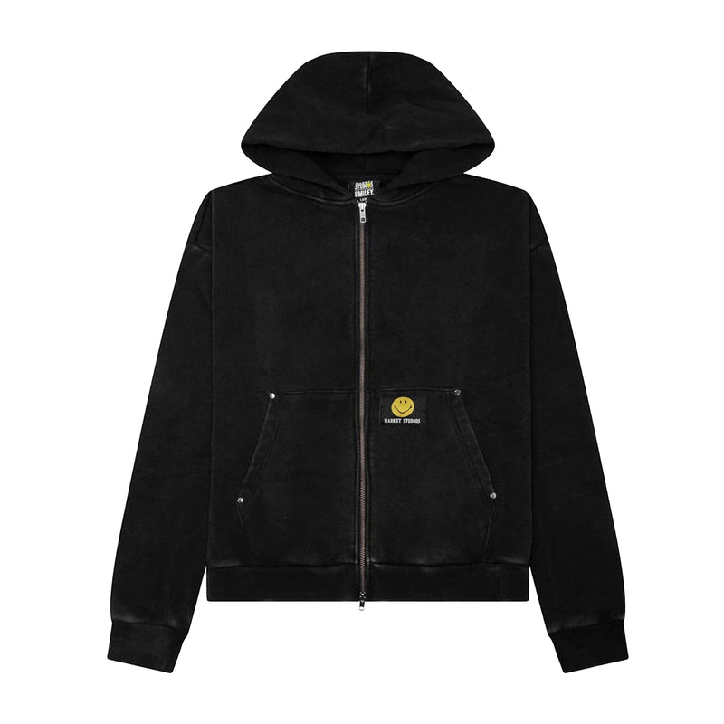 Market Studios Mens Smiley Core Zip Up Hoodie MKT26FW-HD1013-BLK Black