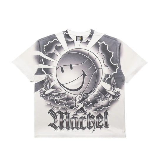 Market Studios Mens Smiley Carry Your Weight Crew Neck T-Shirt MKT26Q1-SS0587-WHT White