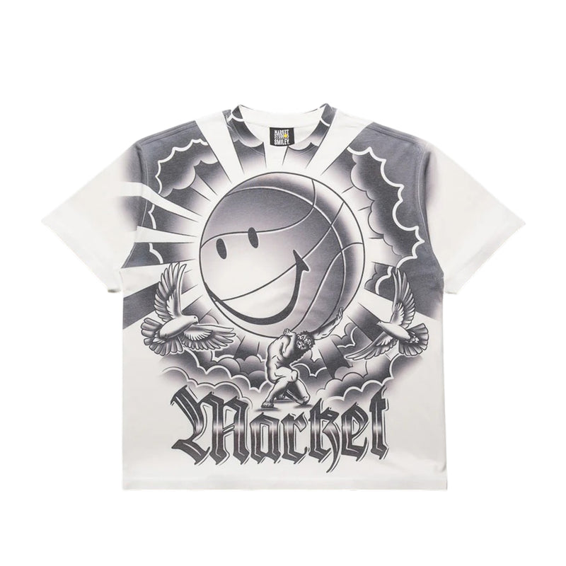 Market Studios Mens Smiley Carry Your Weight Crew Neck T-Shirt MKT26Q1-SS0587-WHT White