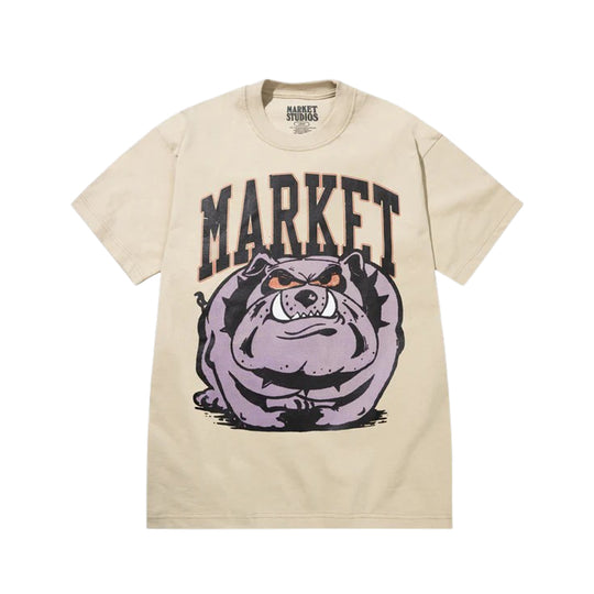 Market Studios Mens Angry Bulldog Crew Neck T-Shirt MKT26Q1-SS0619-NATR Wood Ash