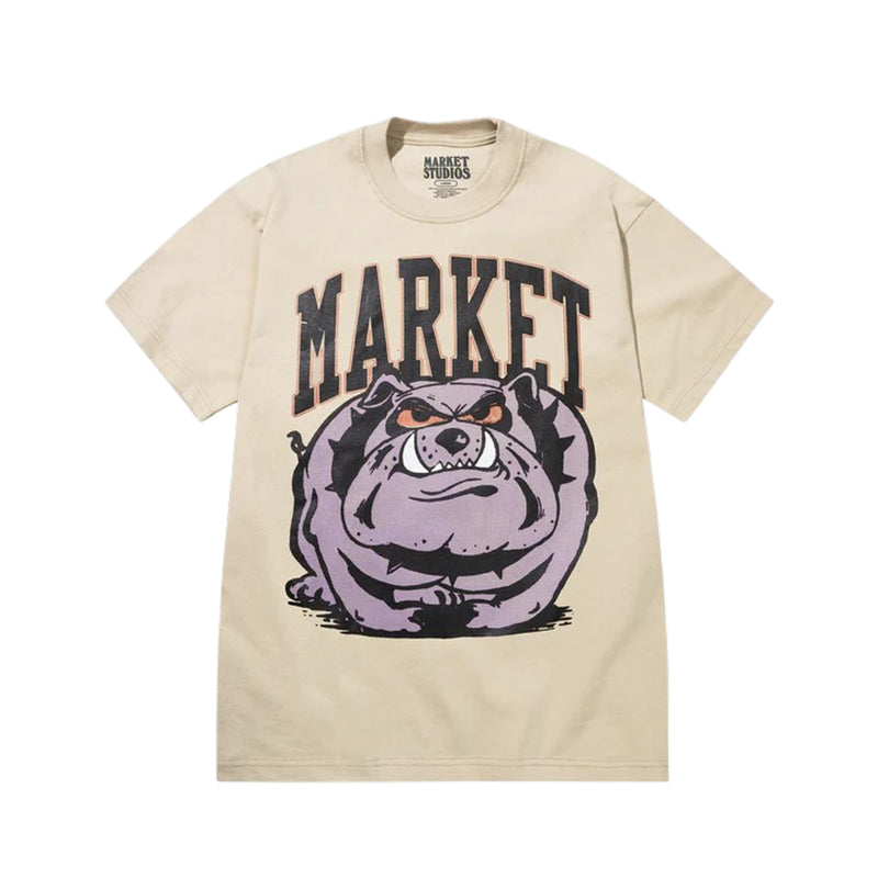 Market Studios Mens Angry Bulldog Crew Neck T-Shirt MKT26Q1-SS0619-NATR Wood Ash