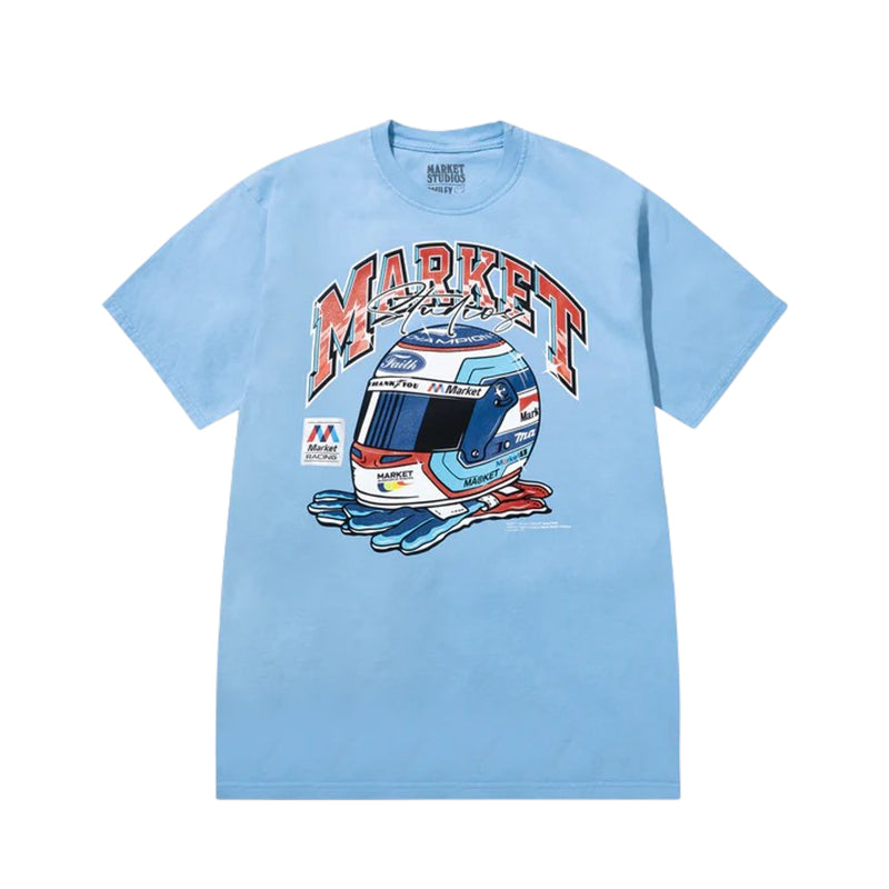 Market Studios Mens Racing Helmet Crew Neck T-Shirt MKT26Q1-SS0622-BLU Dusk Blue