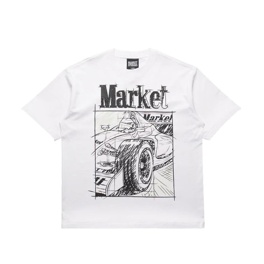 Market Studios Mens Scribbled Formula UV Crew Neck T-Shirt MKT26Q1-SS0624-WHT White