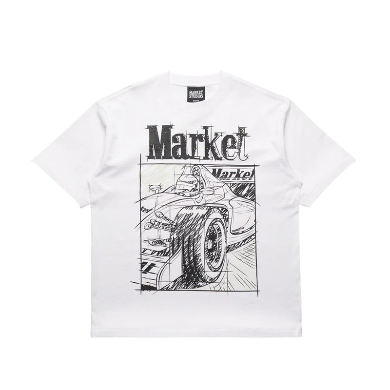 Market Studios Mens Scribbled Formula UV Crew Neck T-Shirt MKT26Q1-SS0624-WHT White