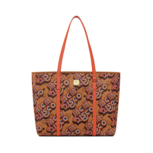 MCM Womens Toni Top-Zip Disco Visetos Shopper Med MWPGAMT01-CO Cognac