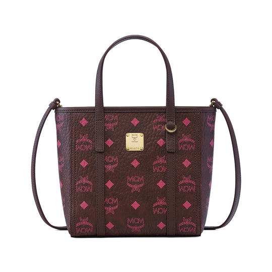MCM Womens Toni Top-Zip Visetos Shopper Mini MWPGSMT02-4B Cinnamon