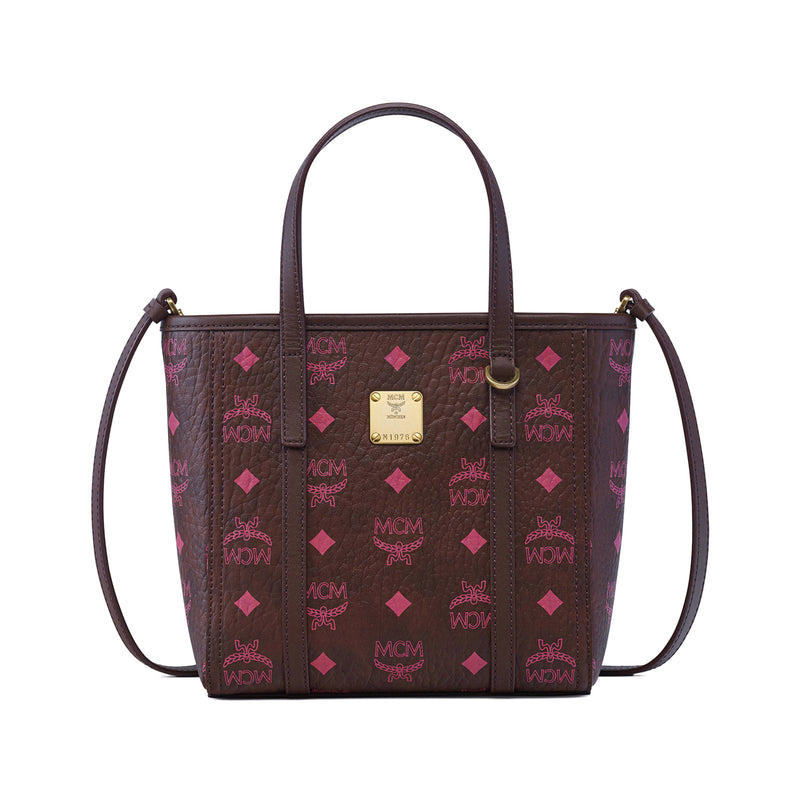 MCM Womens Toni Top-Zip Visetos Shopper Mini MWPGSMT02-4B Cinnamon