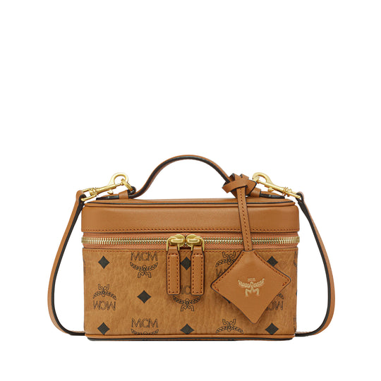 MCM Womens Aren Visetos Vanity Case Mini MWRGSTA02-CO Cognac