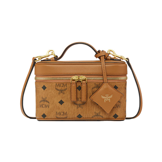 MCM Womens Aren Visetos Vanity Case Mini MWRGSTA02-CO Cognac