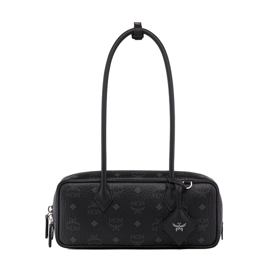 MCM Womens Aren Visetos East West Shoulder Bag Sml MWSGATA01-BK Black