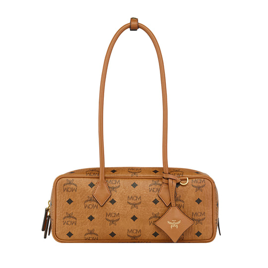 MCM Womens Aren Visetos East West Shoulder Bag Sml MWSGSTA02-CO Cognac