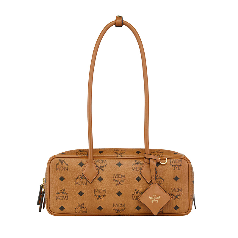 MCM Womens Aren Visetos East West Shoulder Bag Sml MWSGSTA02-CO Cognac