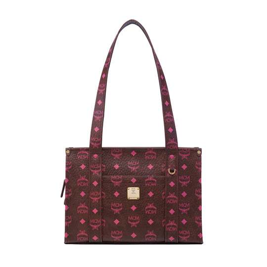 MCM Womens Aren School Visetos Tote Bag Sml MWTGSTA03-4B Cinnamon