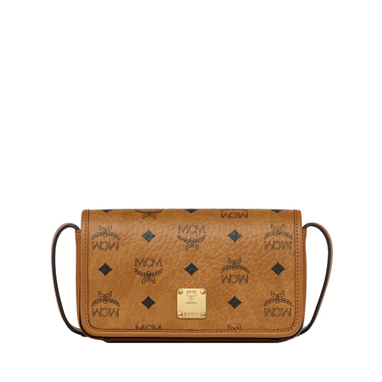 MCM Womens Aren Visetos Crossbody Wallet MXZGSTA01-CO Cognac