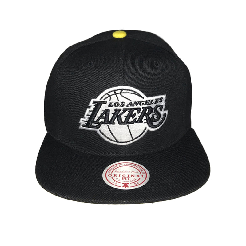 Mitchell And Ness Mens NBA Lightning Hook Los Angeles Lakers Snapback Hat 6Hsssh21005-Lalblck Black/Grey, Yellow Brim